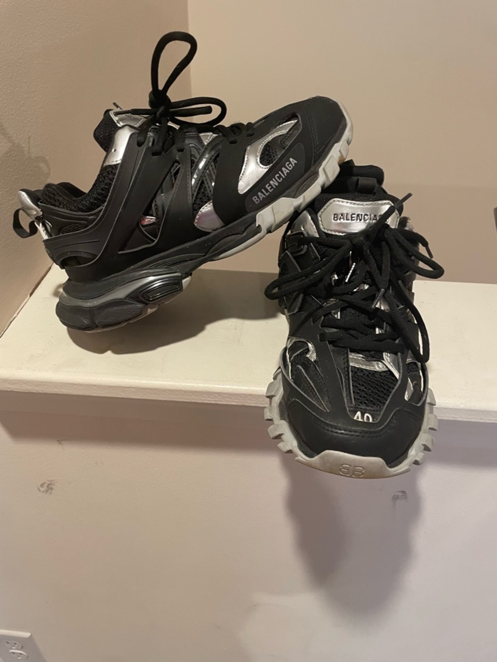 Balenciaga Black & Silver Track -Style Sneakers